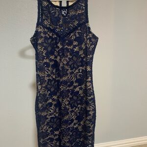 Elegant Navy Lace Dress